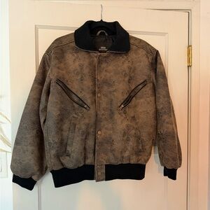 Urban Outfitters Distressed Tan Bomber Jacket